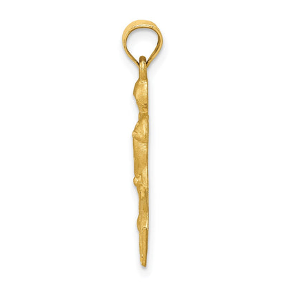 14K Yellow Gold Satin D/C Hockey Player Pendant