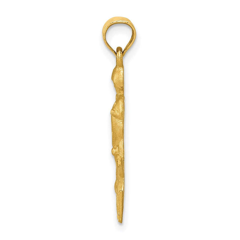 14K Yellow Gold Satin D/C Hockey Player Pendant