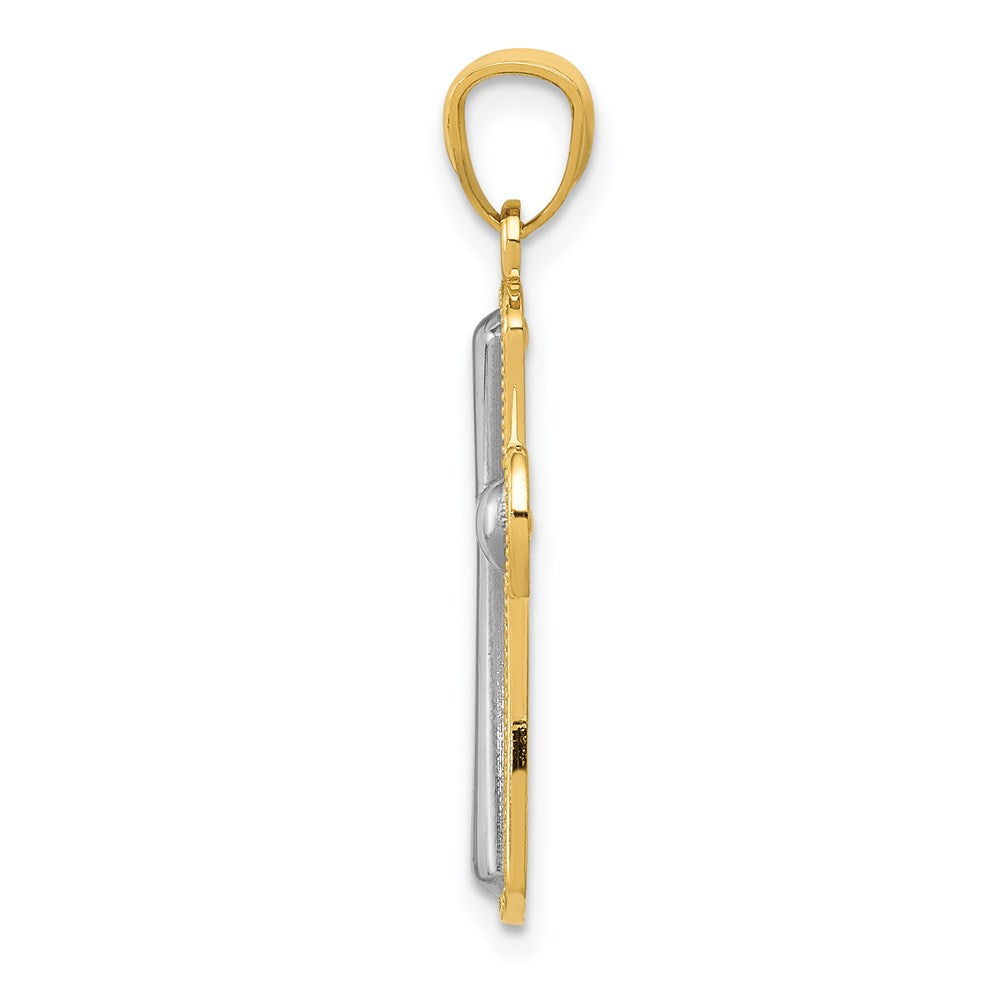 14K Yellow & Rhodium Polished Cross Pendant