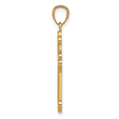 14K Two-Tone Polished Budded Cross
