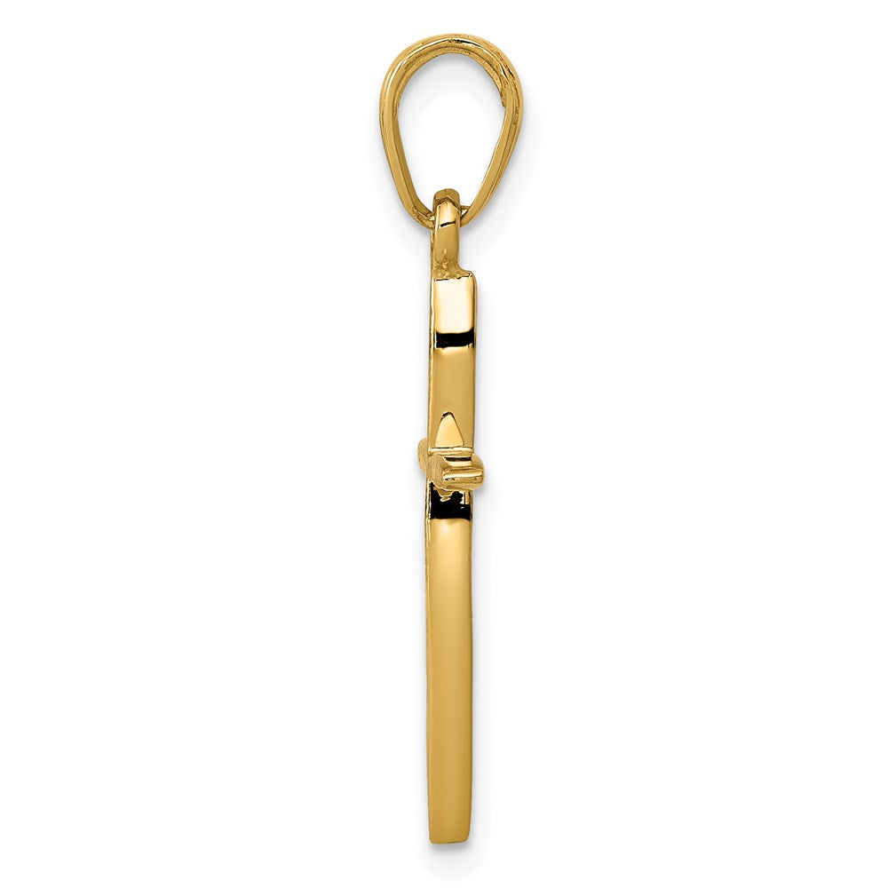 14K Yellow Gold Polished Cross With Tapered Ends Pendant