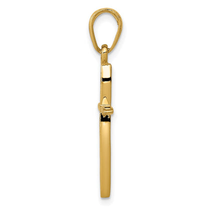 14K Yellow Gold Polished Cross With Tapered Ends Pendant
