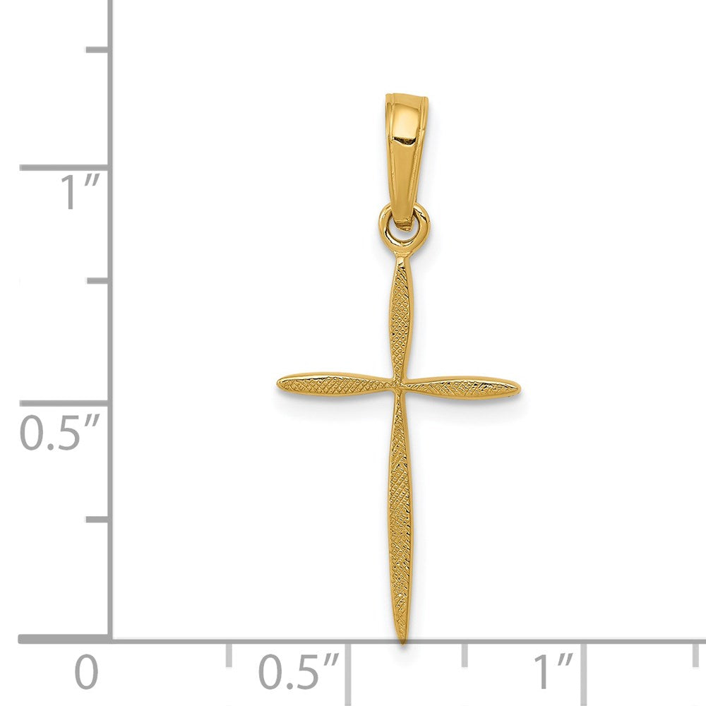 14K Yellow Gold Polished Cross With Tapered Ends Pendant
