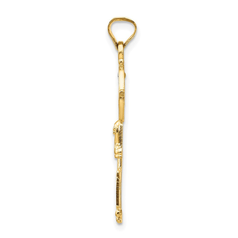 14K Yellow & Rhodium With Cross Key Pendant