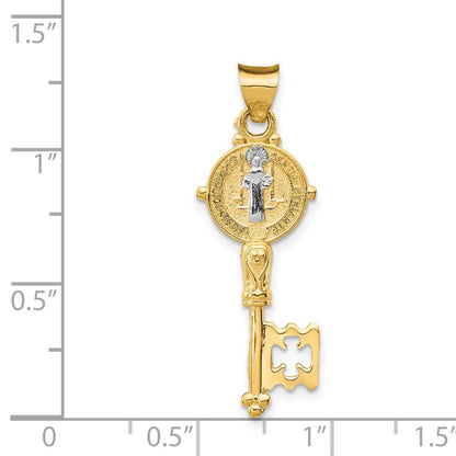 14K Yellow & Rhodium With Cross Key Pendant