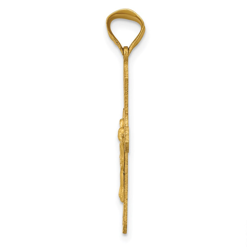14K Yellow & Rhodium W/Rhodium Crucifix Cross Pendant