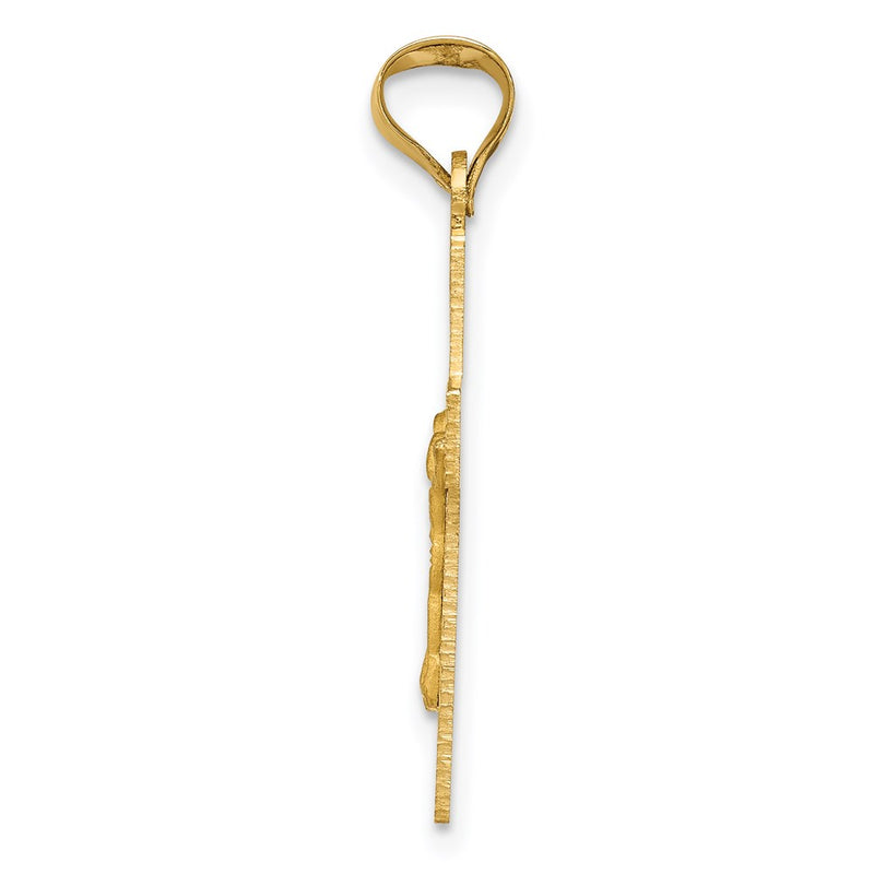 14K Yellow Gold Polished Satin And D/C Crucifix Pendant
