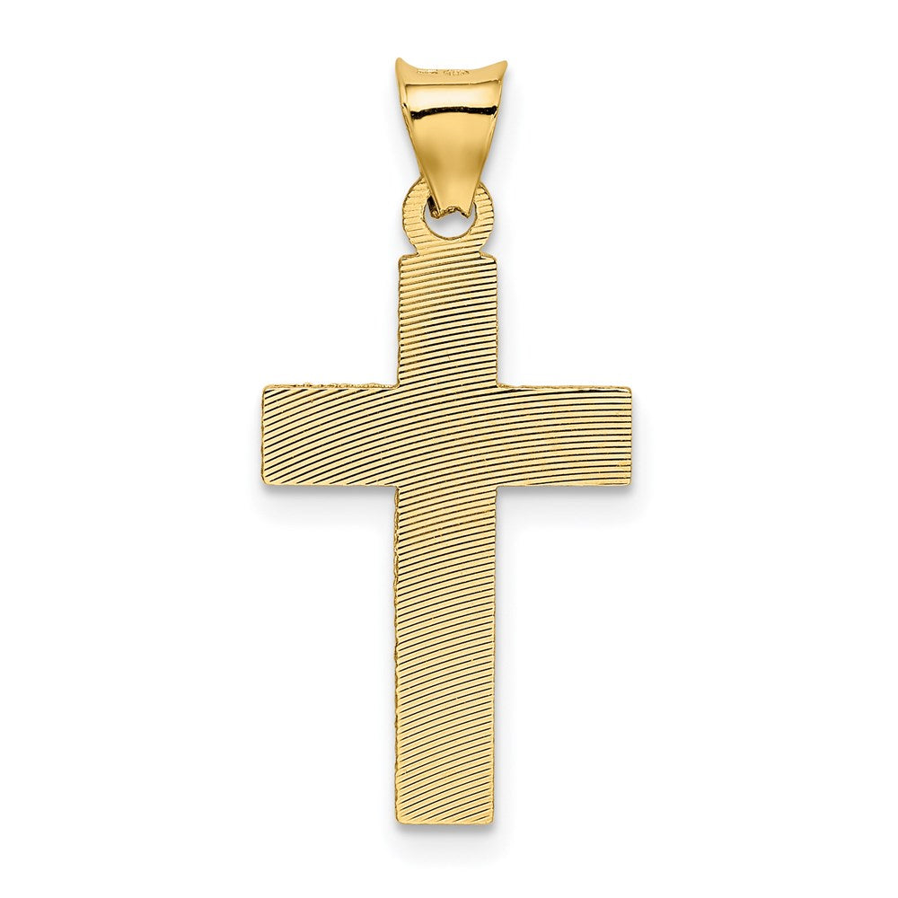 14K Yellow Gold Polished Satin And D/C Crucifix Pendant