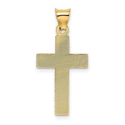 14K Yellow Gold Polished Satin And D/C Crucifix Pendant