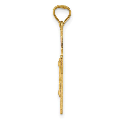 14K Yellow & Rhodium W/Rhodium Iona Crucifix Cross Pendant