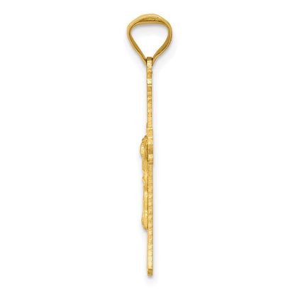 14K Yellow Gold Polished Satin And D/C Crucifix Pendant