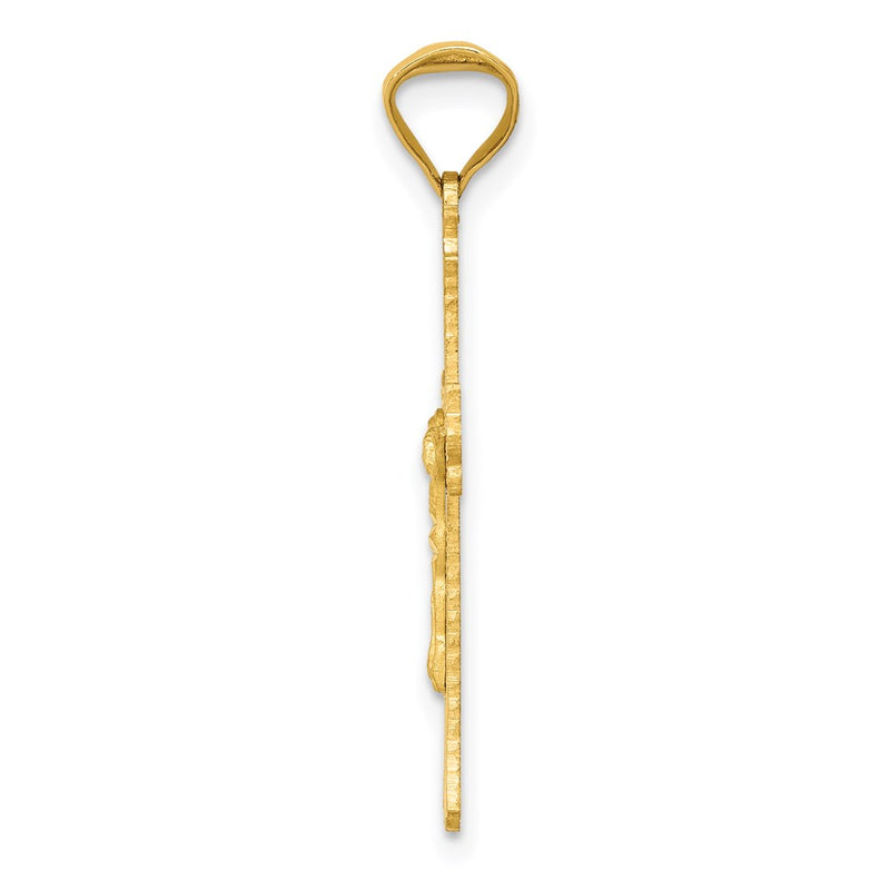 14K Yellow Gold Polished Satin And D/C Crucifix Pendant