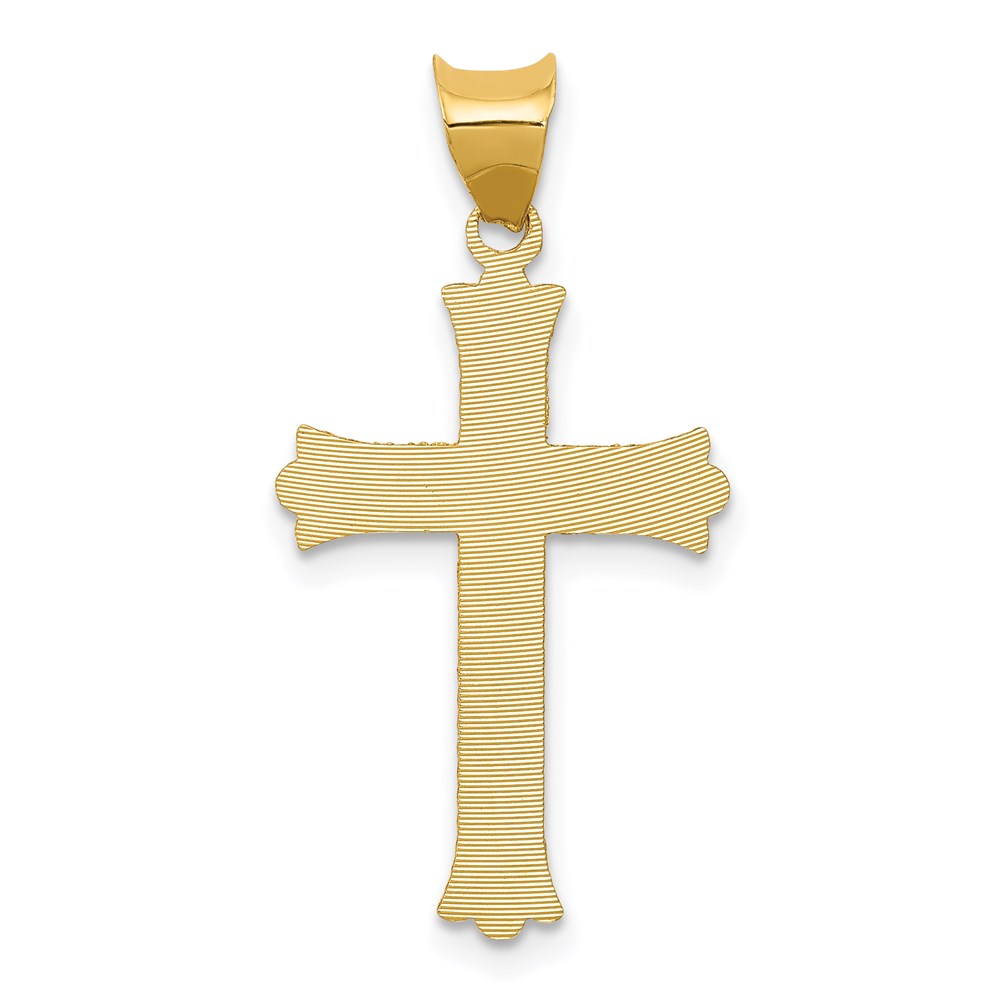 14K Yellow Gold Polished Satin And D/C Crucifix Pendant