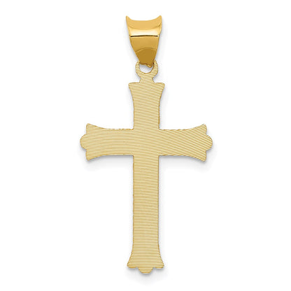 14K Yellow Gold Polished Satin And D/C Crucifix Pendant