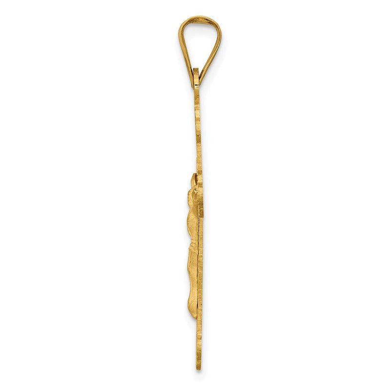 14K Yellow Gold Polished Satin And D/C Crucifix Pendant