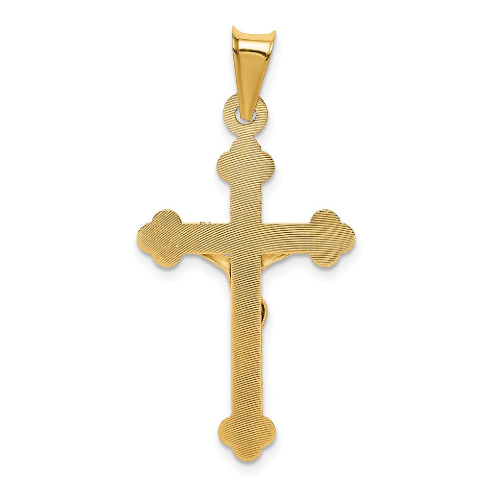 14K Yellow Gold Polished Satin And D/C Crucifix Pendant