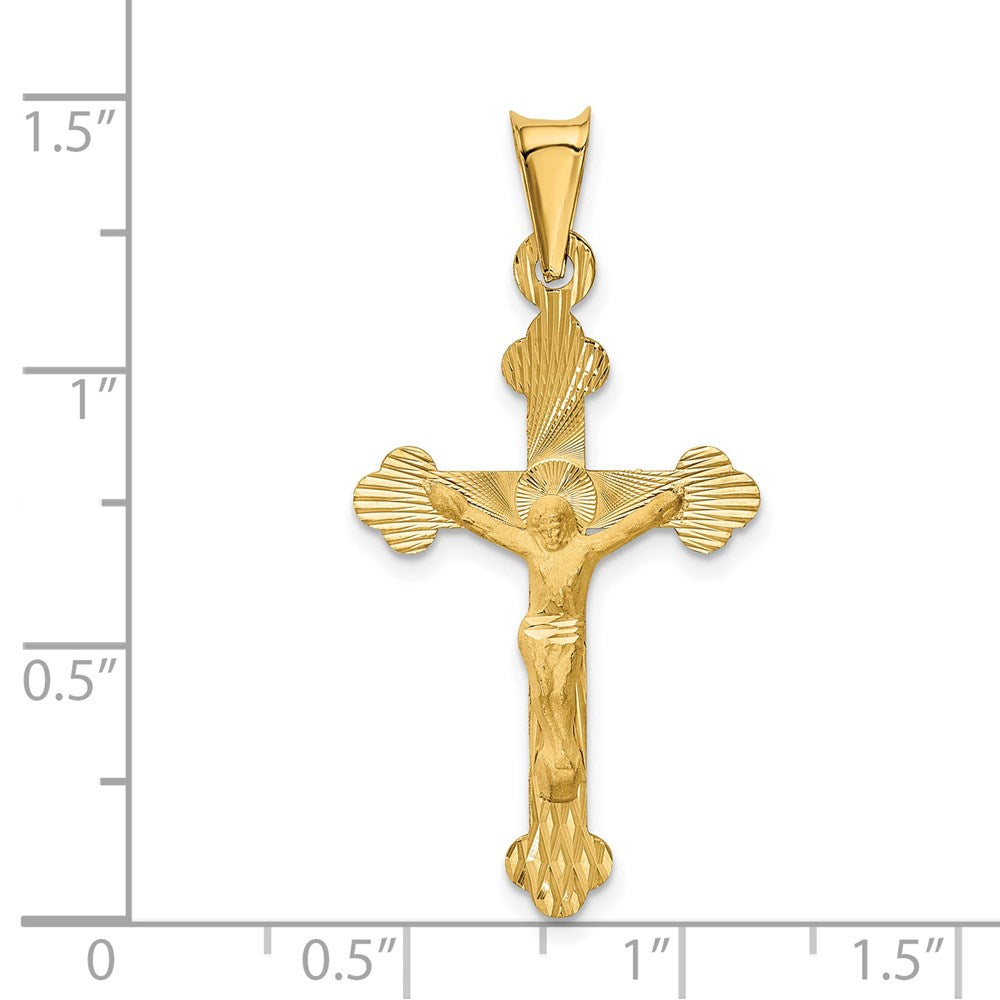 14K Yellow Gold Polished Satin And D/C Crucifix Pendant