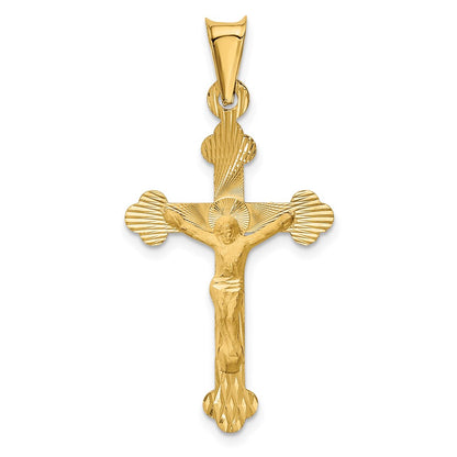 14K Yellow Gold Polished Satin And D/C Crucifix Pendant