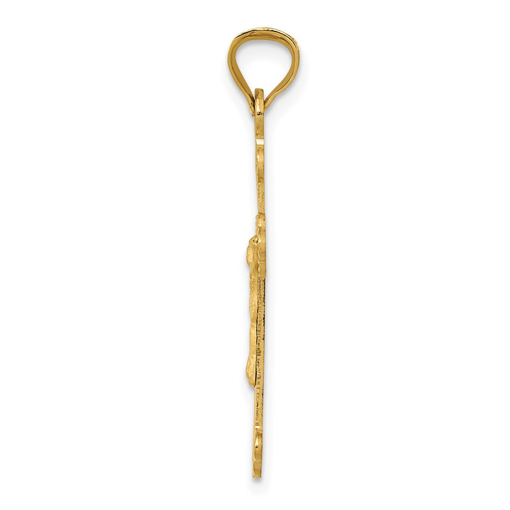 14K Yellow Gold Polished Satin And D/C Crucifix Pendant