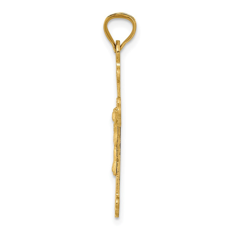 14K Yellow Gold Polished Satin And D/C Crucifix Pendant