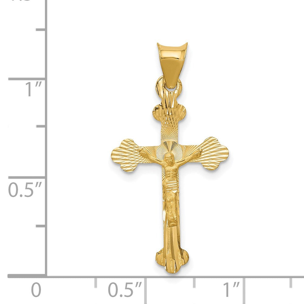 14K Yellow Gold Polished Satin And D/C Crucifix Pendant