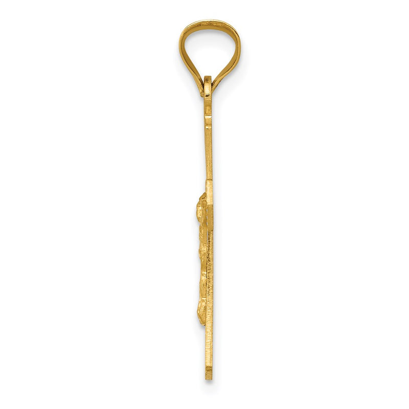 14K Yellow Gold Polished Satin And D/C Crucifix Pendant