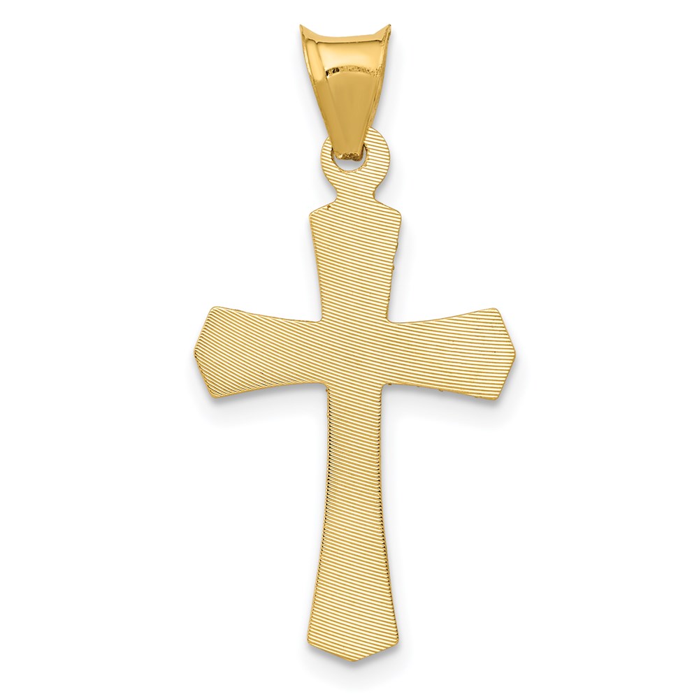 14K Yellow Gold Polished Satin And D/C Crucifix Pendant