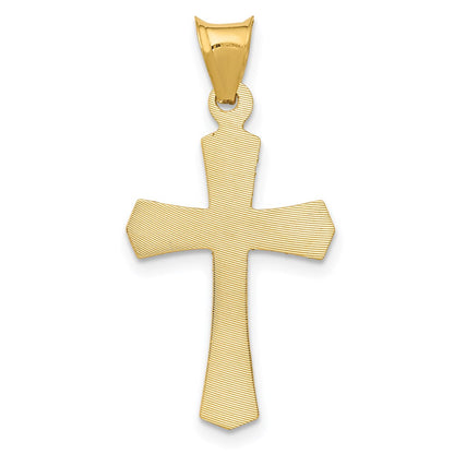 14K Yellow Gold Polished Satin And D/C Crucifix Pendant