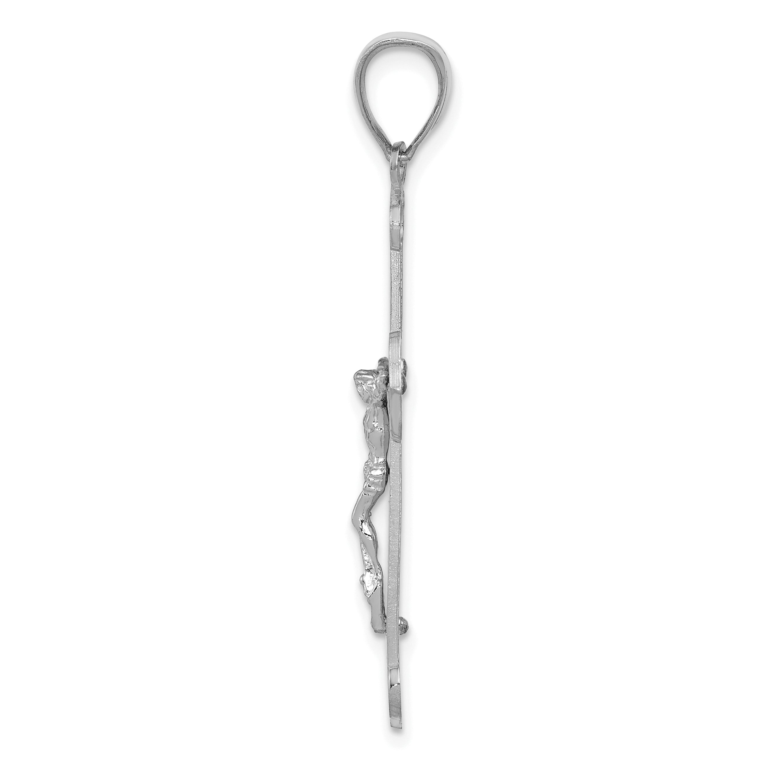 14k White Gold Polished Crucifix Pendant