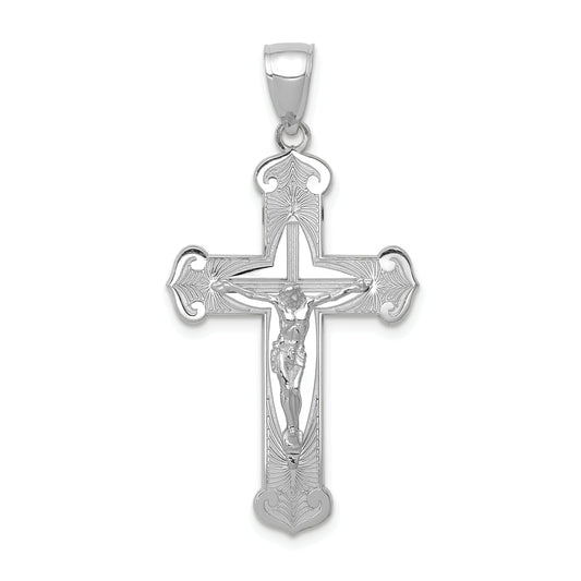 14k White Gold Polished Crucifix Pendant