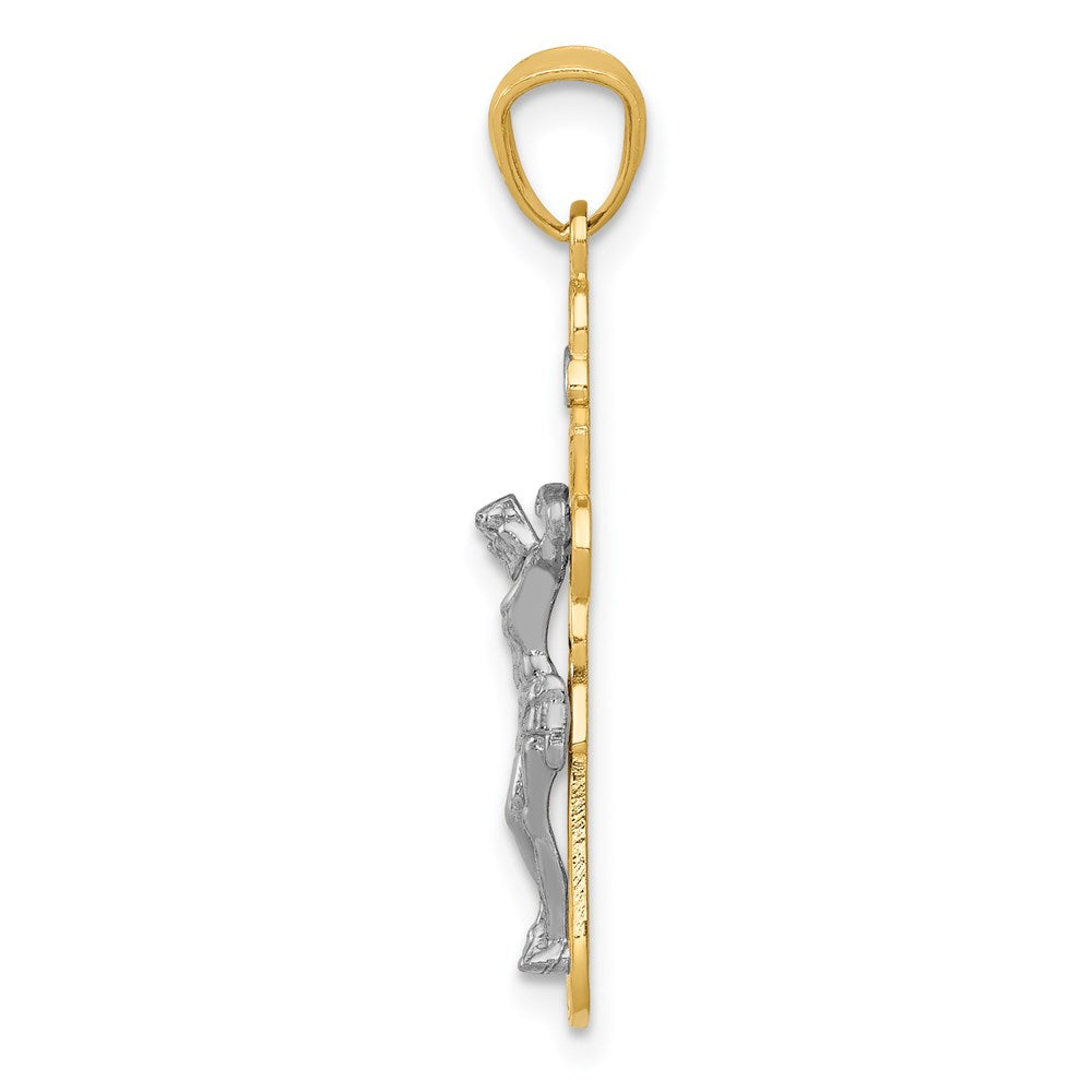 14K Two-Tone W/Rhodium Small Passion Crucifix Pendant