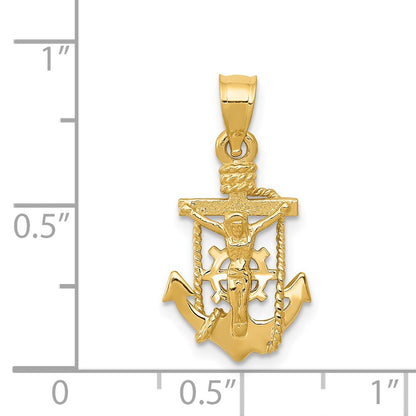 14K Yellow Gold Polished Mariner Crucifix Pendant
