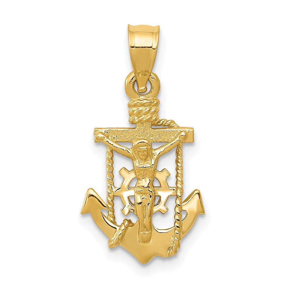 14K Yellow Gold Polished Mariner Crucifix Pendant