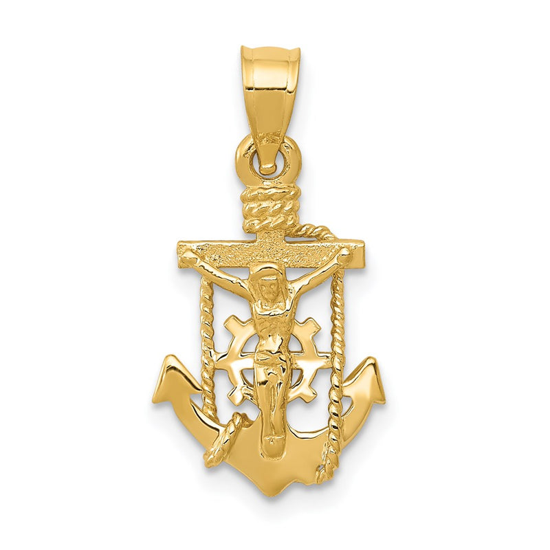 14K Yellow Gold Polished Mariner Crucifix Pendant