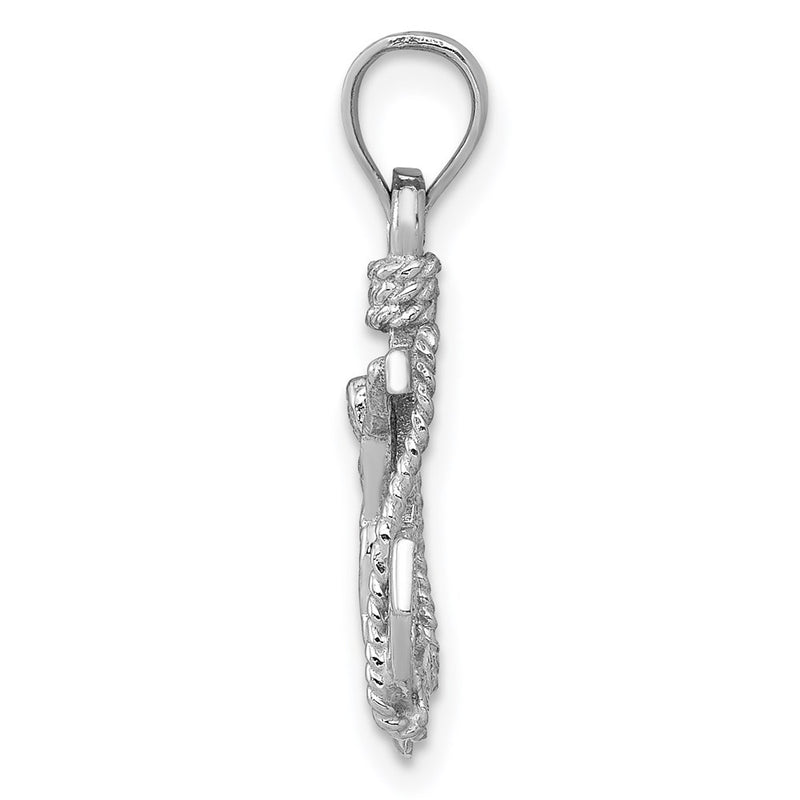 14K White Gold Polished Mariner Crucifix Pendant
