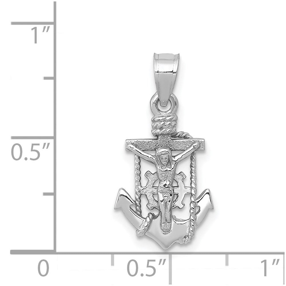 14K White Gold Polished Mariner Crucifix Pendant