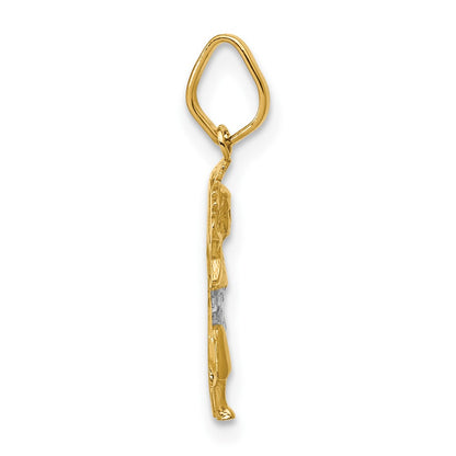14K Yellow & Rhodium With D/C Polished Baby Jesus Pendant