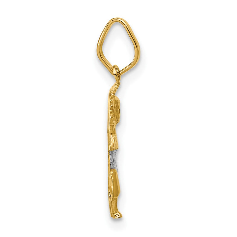 14K Yellow & Rhodium With D/C Polished Baby Jesus Pendant