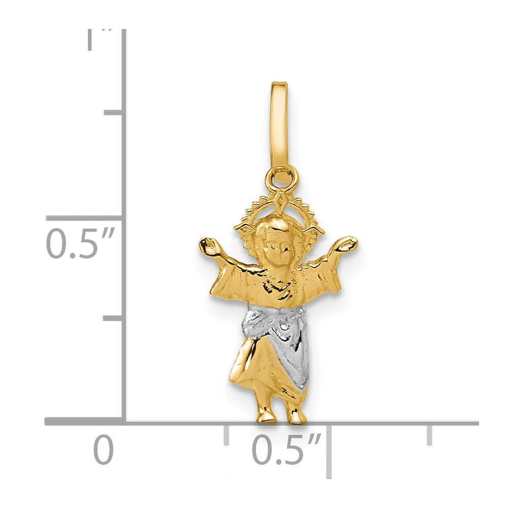 14K Yellow & Rhodium With D/C Polished Baby Jesus Pendant