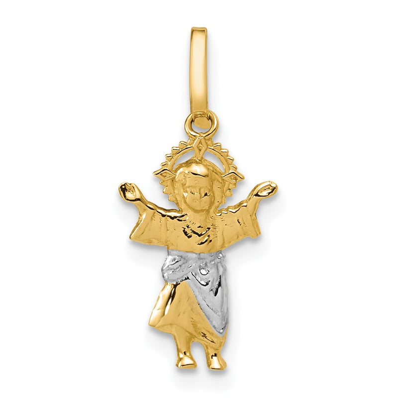 14K Yellow & Rhodium With D/C Polished Baby Jesus Pendant