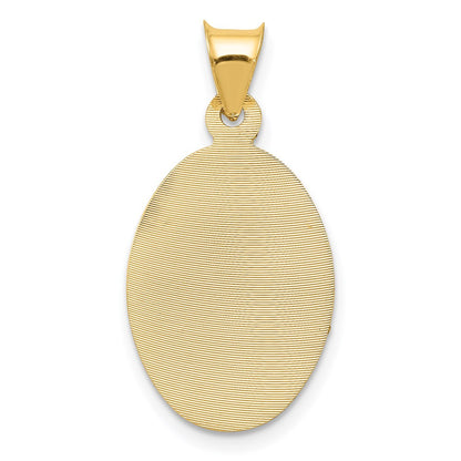 14K Yellow & Rhodium W/Rose And White D/C Sagrado Corazon Oval Pendant