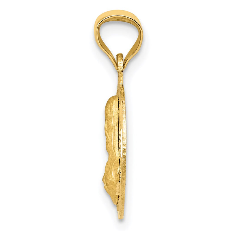 14K Yellow Gold Polished D/C Sagrado Corazon Circle Pendant