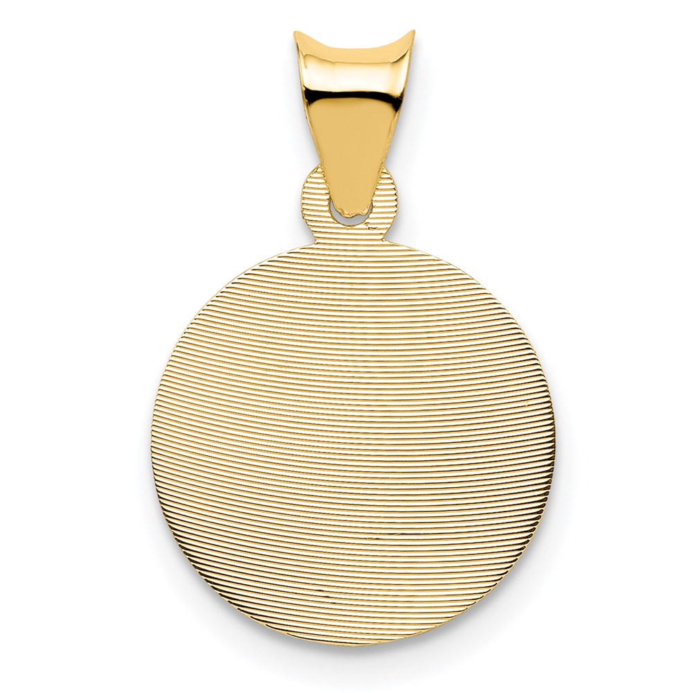 14K Yellow Gold Polished D/C Sagrado Corazon Circle Pendant