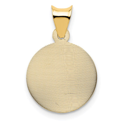 14K Yellow Gold Polished D/C Sagrado Corazon Circle Pendant