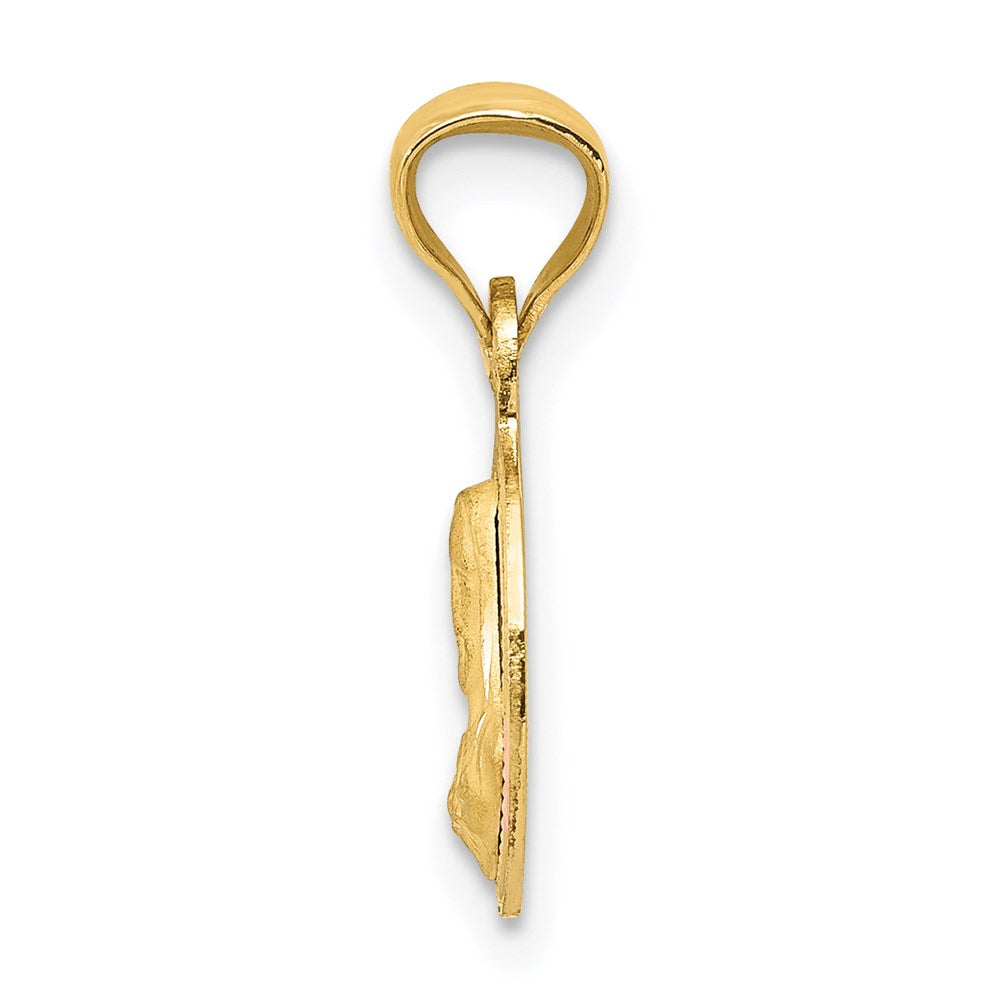 14K Yellow & Rhodium W/Rose And White D/C Sagrado Corazon Pendant