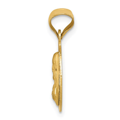14K Yellow & Rhodium W/Rose And White D/C Sagrado Corazon Pendant