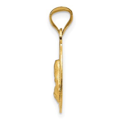 14K Yellow Gold Polished D/C Sagrado Corazon Oval Pendant