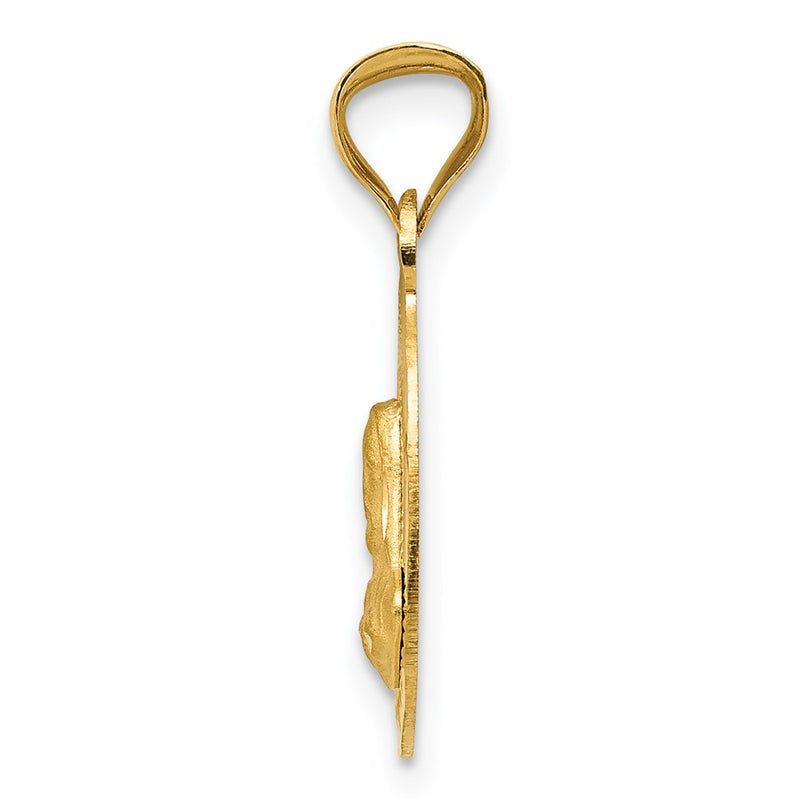 14K Yellow Gold Polished D/C Sagrado Corazon Oval Pendant