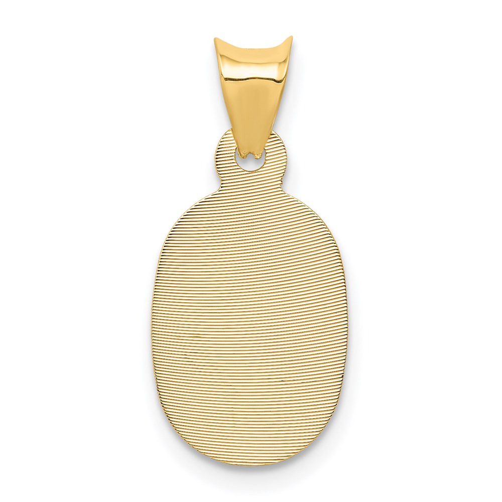 14K Yellow Gold Polished D/C Sagrado Corazon Oval Pendant