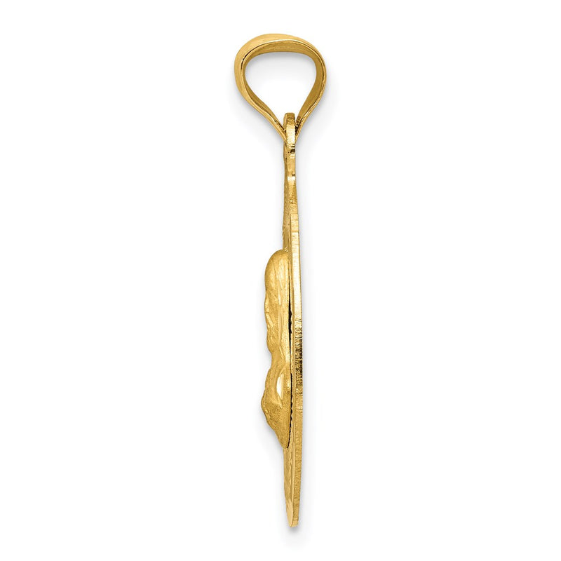 14K Yellow Gold Polished D/C Sagrado Corazon Oval Pendant